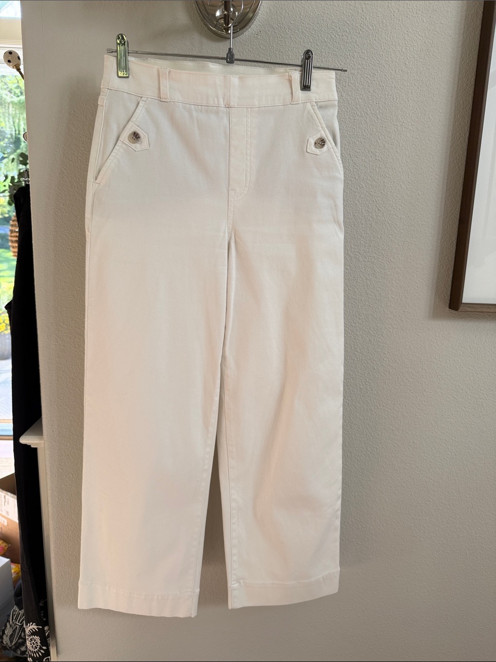 SPANX White Cropped Wide-Leg Jeans